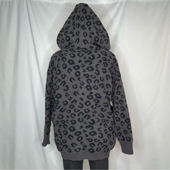 Sweet Lovely by Jenn, Chunky Leopard Knit Button Down Hooded Cardigan, S/M - Picture 4 of 11